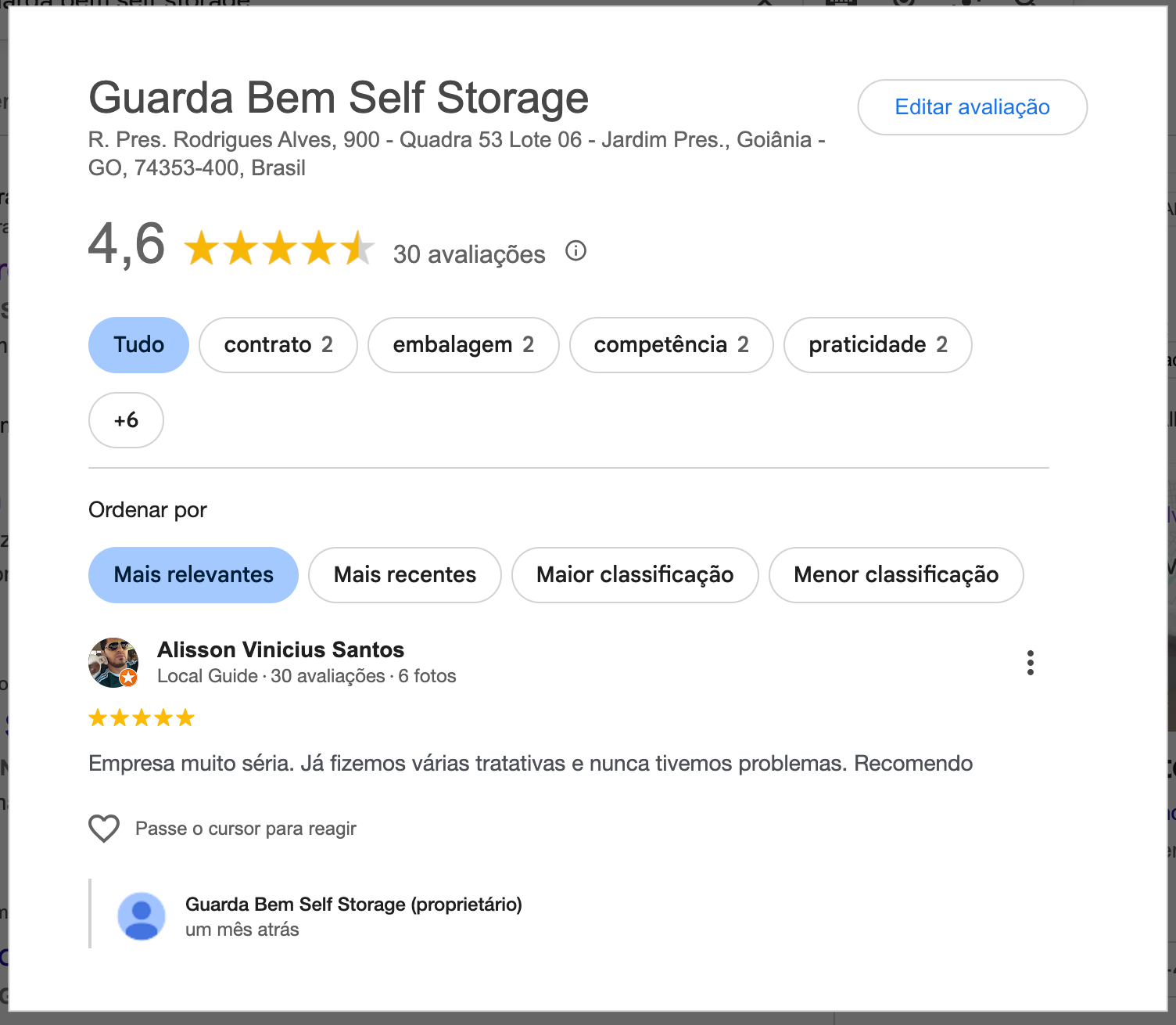 Empresa de mudança bem avaliada